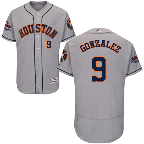 Astros #9 Marwin Gonzalez Grey Flexbase Authentic Collection World Series Champions Stitched MLB Jersey - Click Image to Close